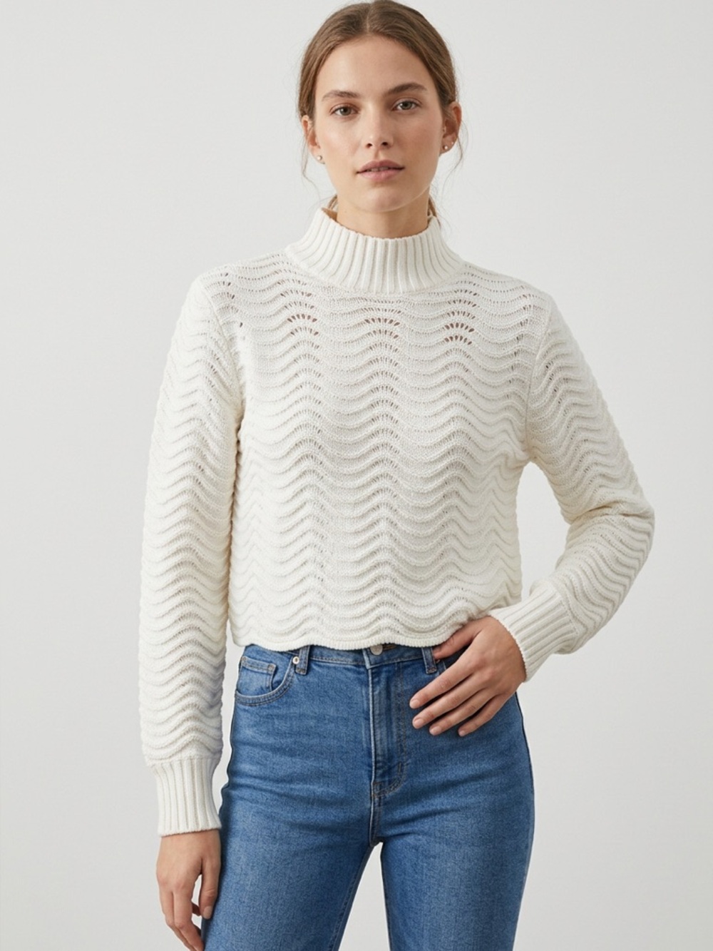 Zara Wave Stitch Turtleneck Sweater - Picture 1 of 1